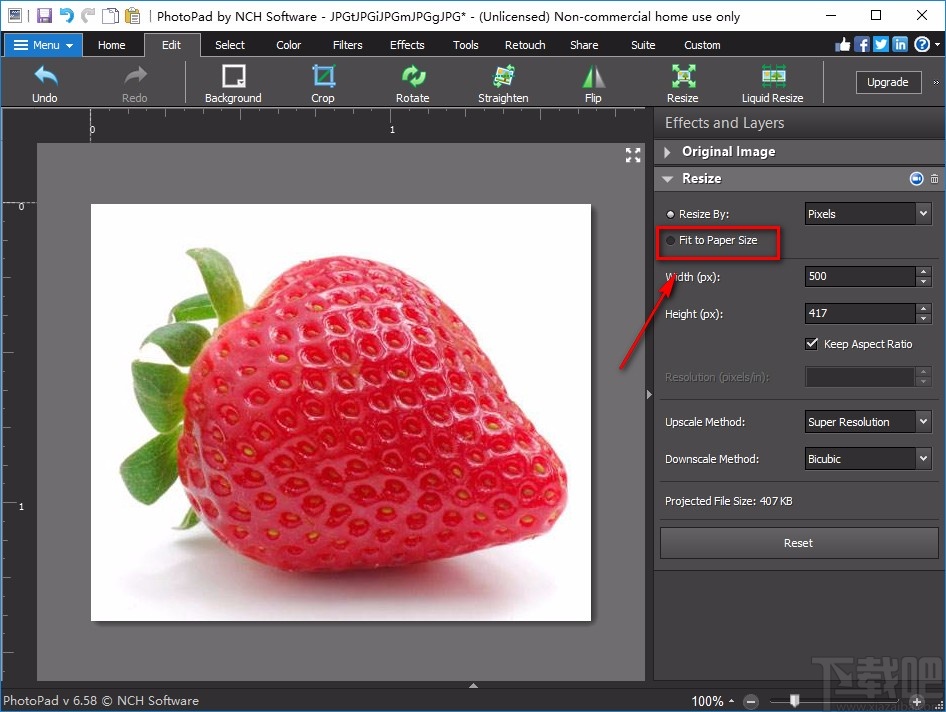 PhotoPad Image Editor修改图片尺寸的方法