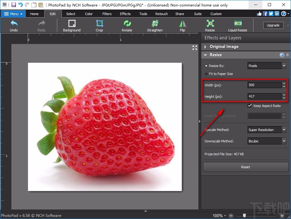 PhotoPad Image Editor修改图片尺寸的方法