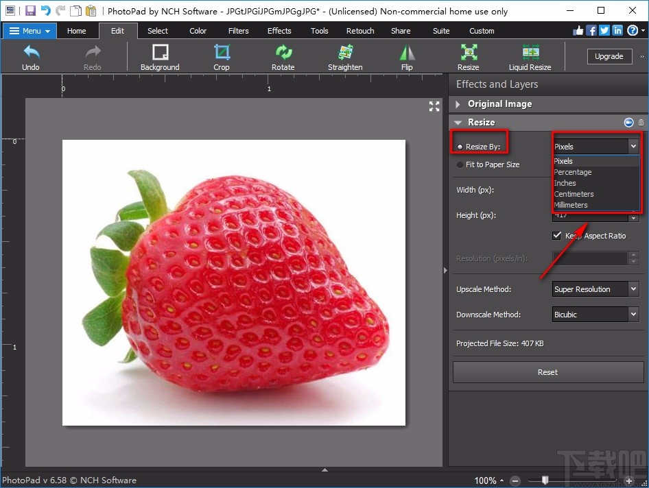PhotoPad Image Editor修改图片尺寸的方法