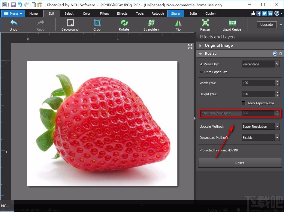 PhotoPad Image Editor修改图片尺寸的方法