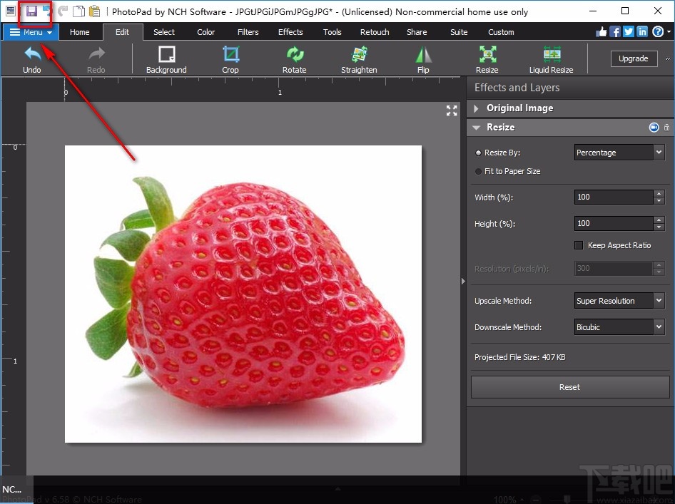 PhotoPad Image Editor修改图片尺寸的方法
