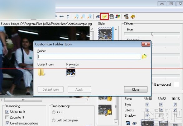 perfecticon调图标大小的操作方法