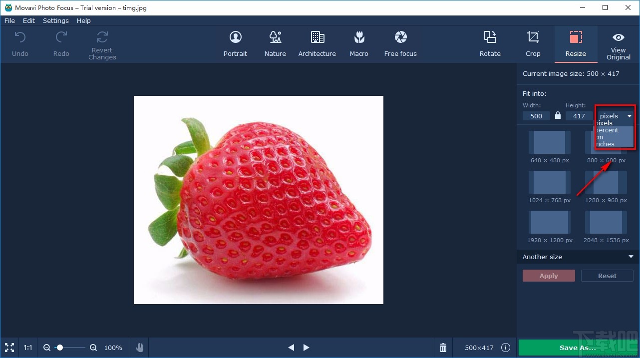 Movavi Photo Focus修改图片尺寸的方法