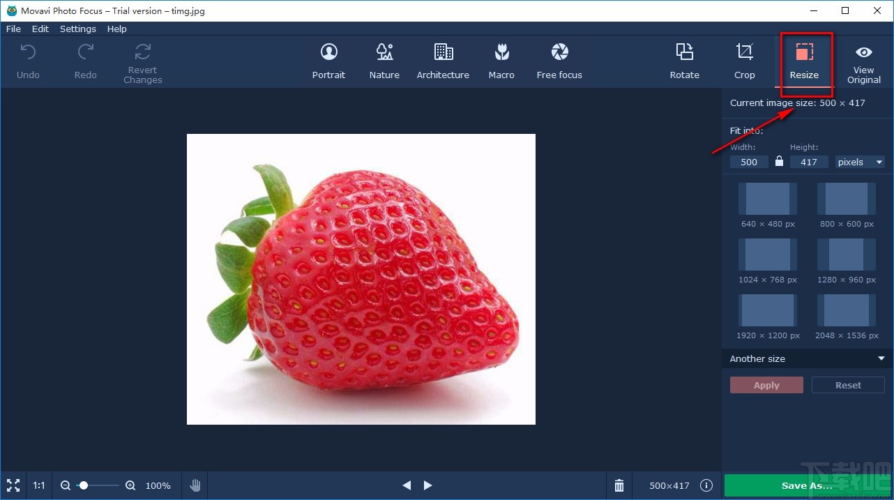 Movavi Photo Focus修改图片尺寸的方法