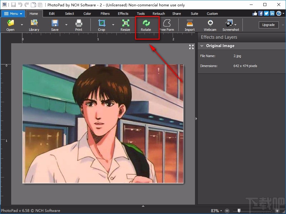 PhotoPad Image Editor旋转图片的方法