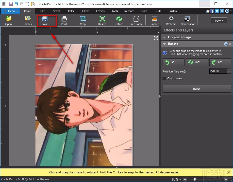 PhotoPad Image Editor旋转图片的方法