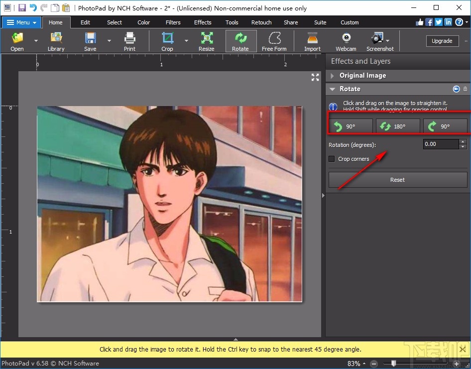 PhotoPad Image Editor旋转图片的方法