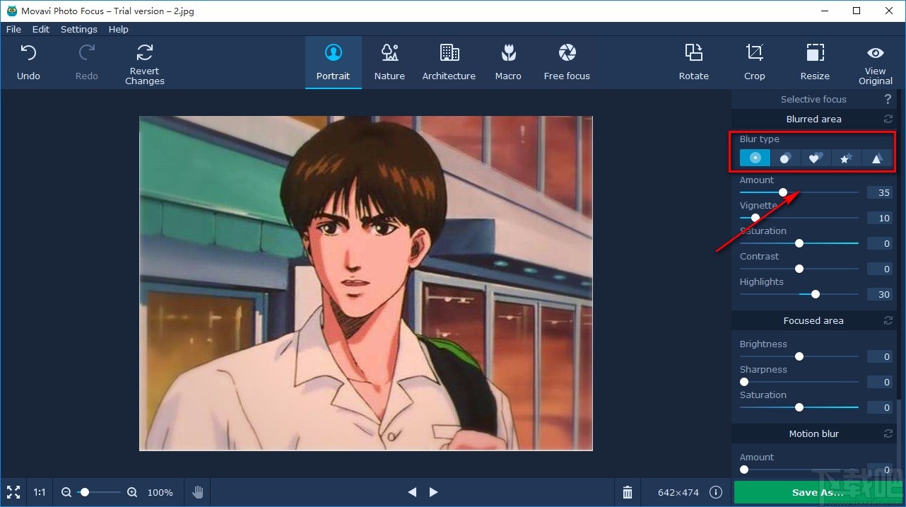 Movavi Photo Focus虚化图片背景的方法