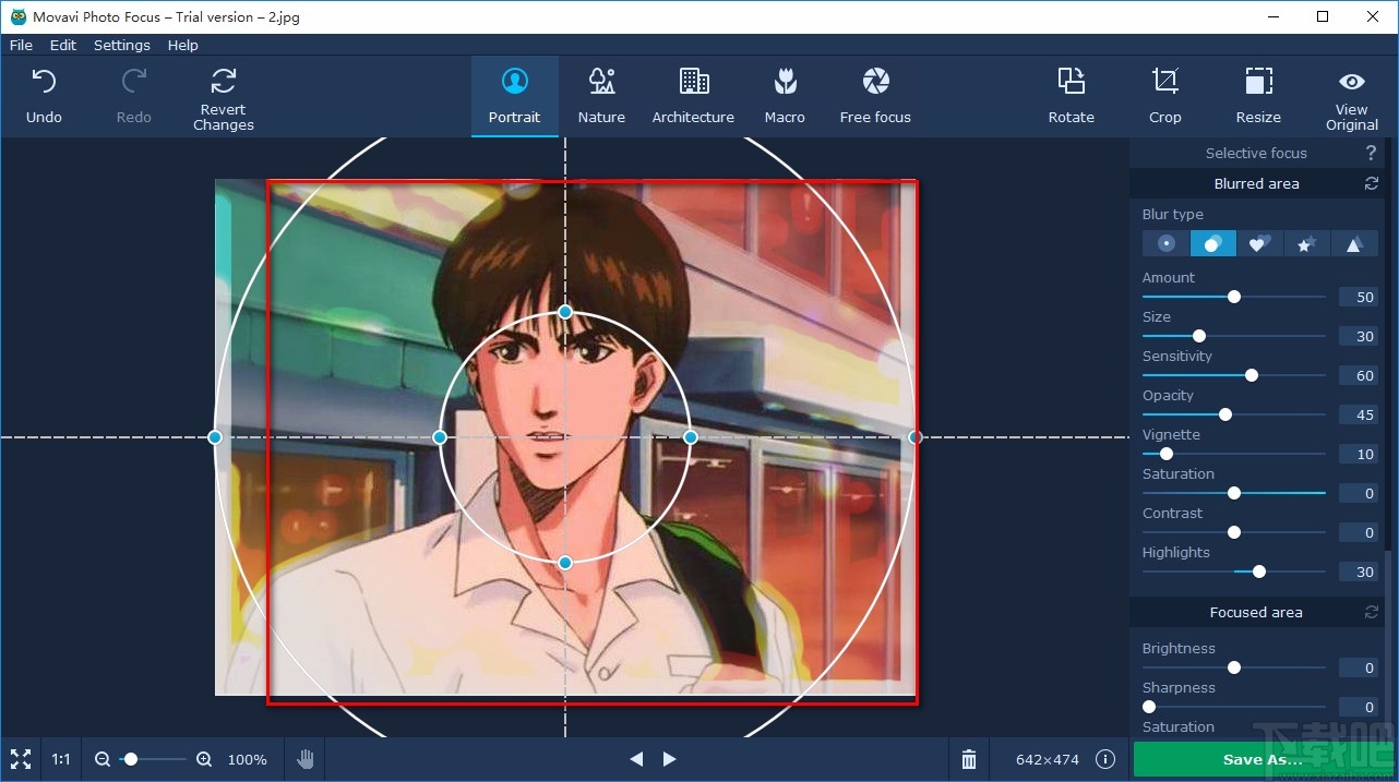 Movavi Photo Focus虚化图片背景的方法