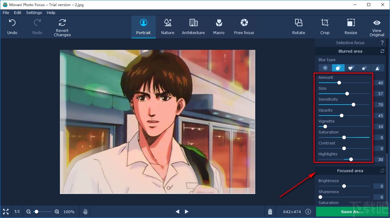 Movavi Photo Focus虚化图片背景的方法