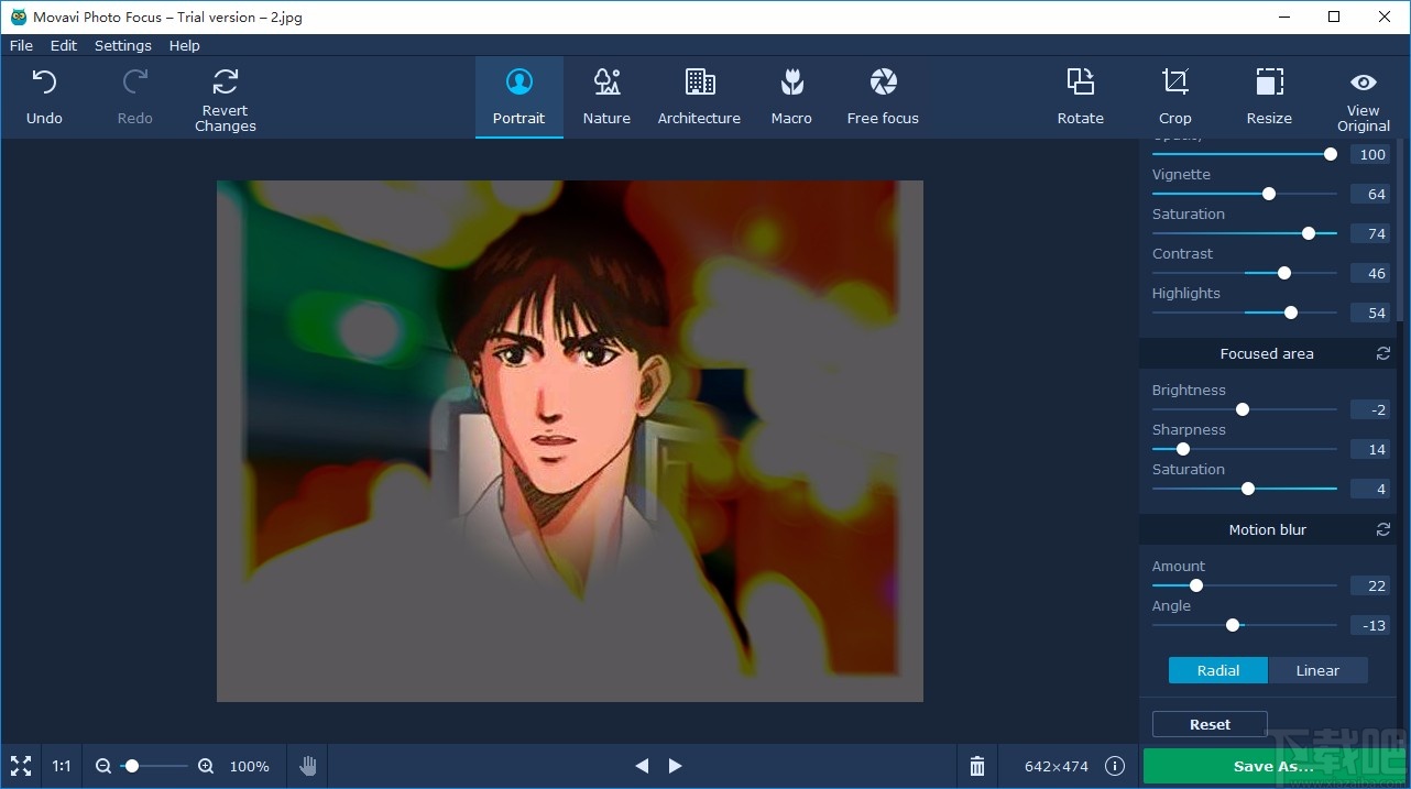 Movavi Photo Focus虚化图片背景的方法