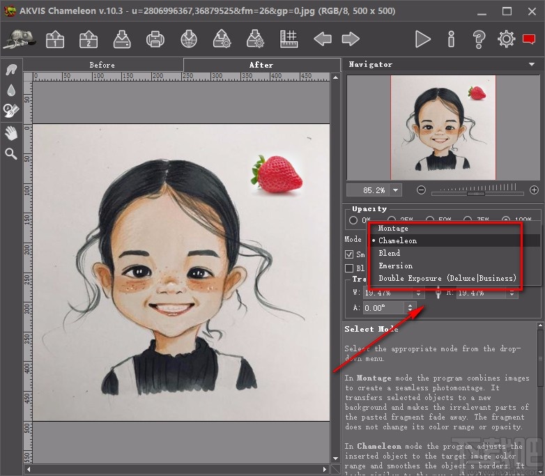 AKVIS Chameleon拼接图片的方法