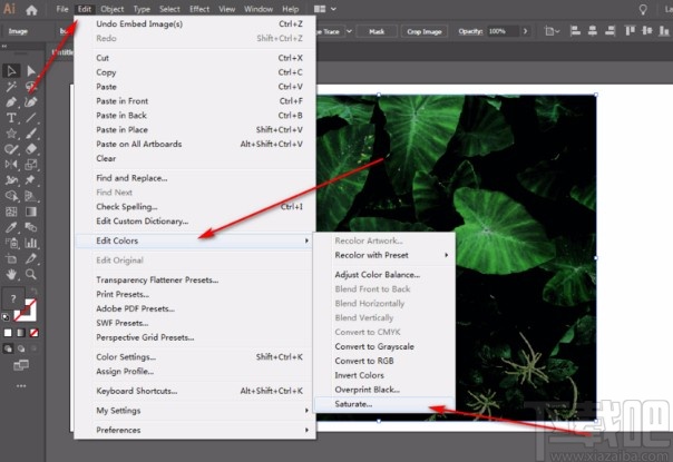 Adobe Illustrator调整图片饱和度的方法