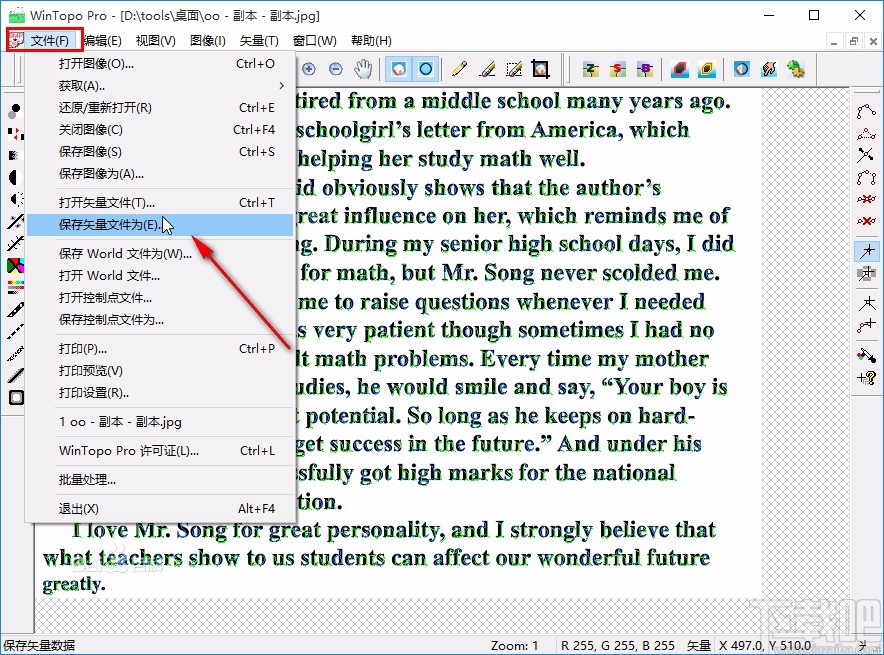 wintopo保存矢量化文件的方法