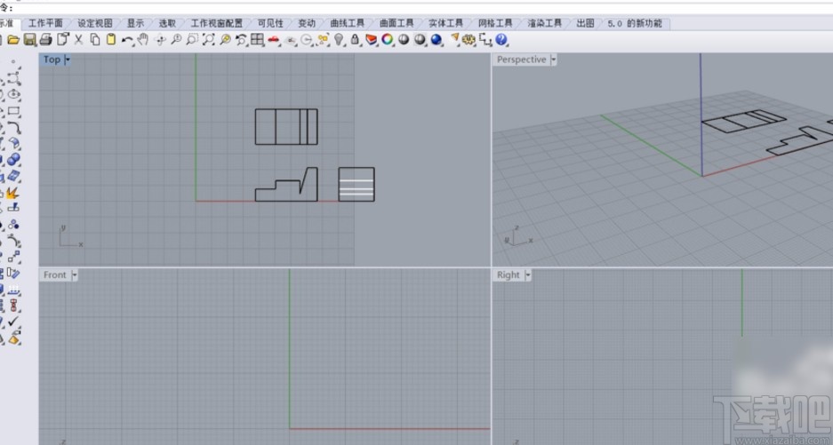 犀牛6导出模型三视图的操作方法