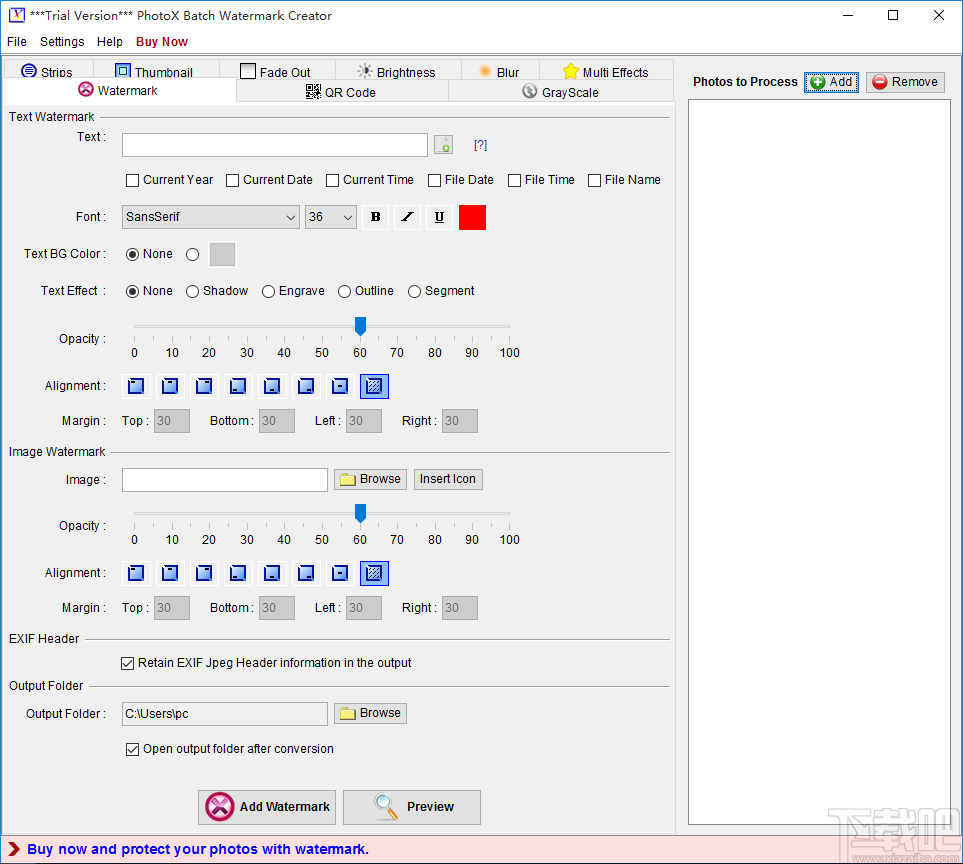 PhotoX给图片添加文字水印的方法步骤