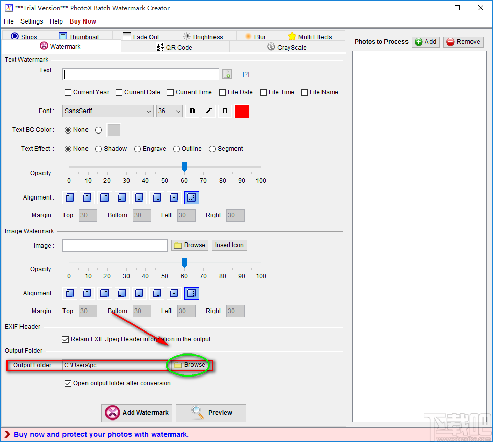 PhotoX给图片添加文字水印的方法步骤