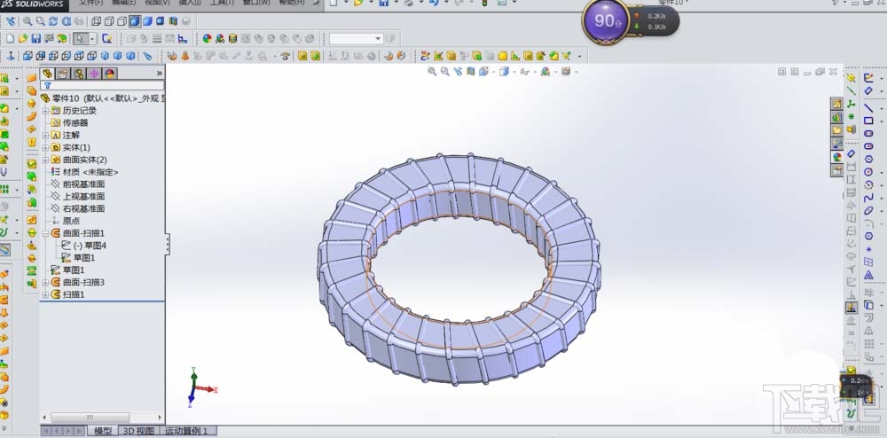 SolidWorks沿着圆环画螺旋线方法