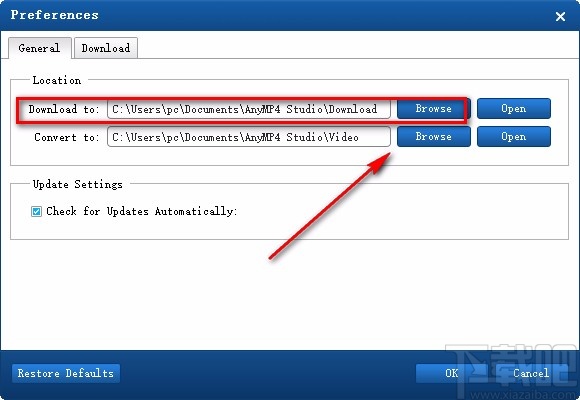 AnyMP4 Video Downloader设置默认下载保存位置的方法