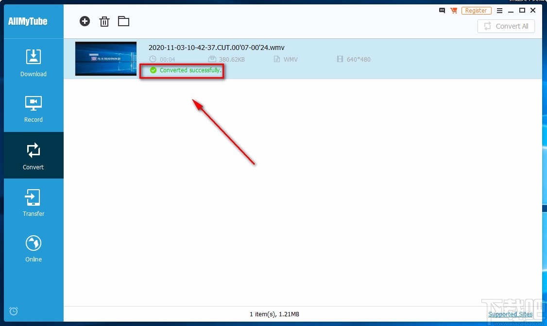 Wondershare AllMyTube转换视频格式的方法