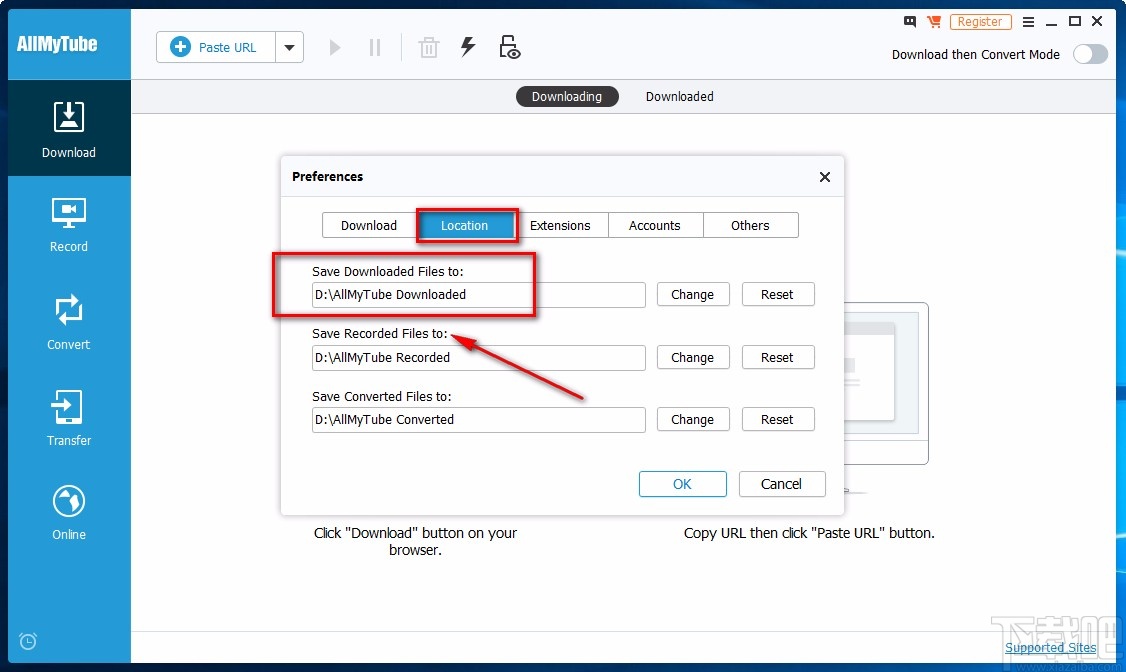 Wondershare AllMyTube设置视频默认下载保存位置的方法