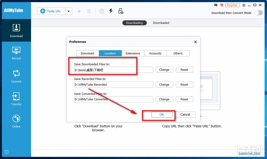 Wondershare AllMyTube设置视频默认下载保存位置的方法