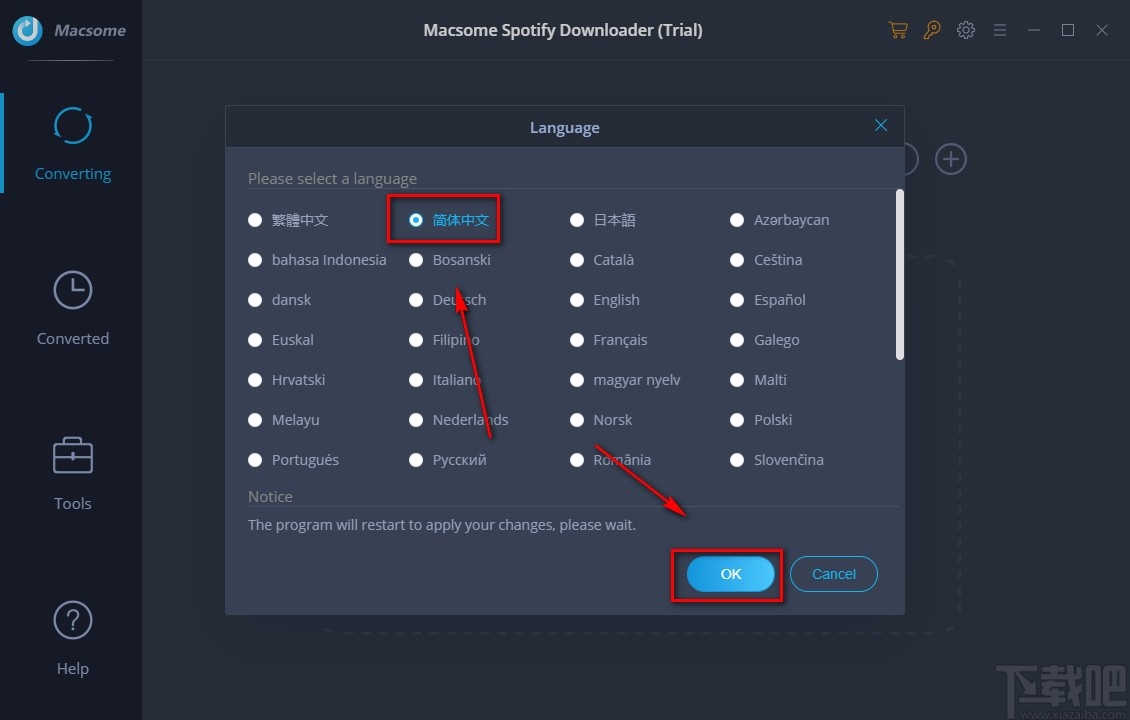 Macsome Spotify Downloader设置中文的方法