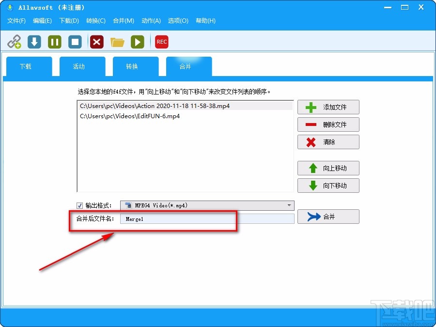Allavsoft合并视频的方法