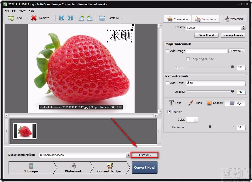Soft4Boost Image Converter给图片添加文字水印的方法