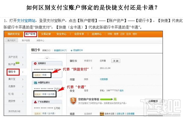 支付宝快捷支付和支付宝卡通有什么区别？