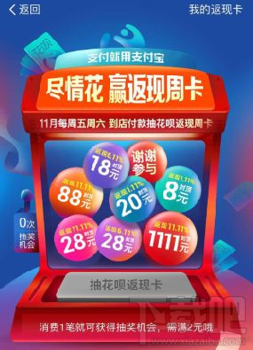支付宝花呗返现红包怎么看?支付宝花呗返现周卡最多可返多少?