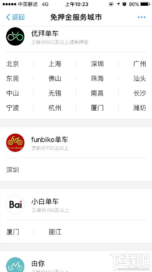 支付宝免押金骑行开放城市有哪些?支付宝怎么免押金租车?