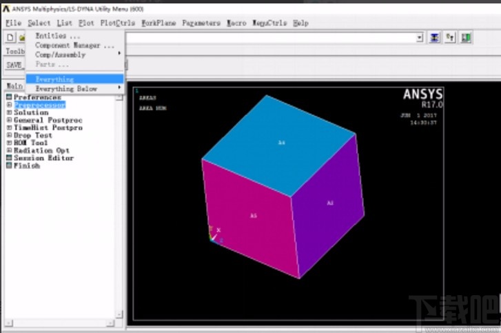 ansys隐藏模型某部分的方法
