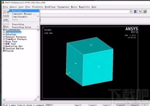 ansys隐藏模型某部分的方法