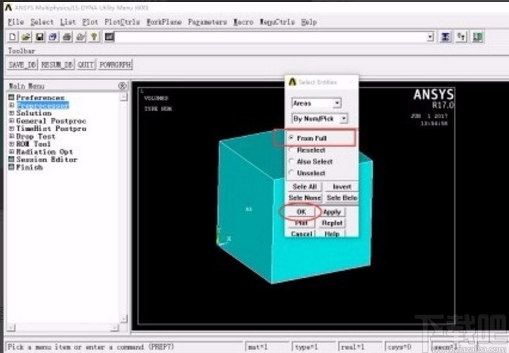 ansys隐藏模型某部分的方法