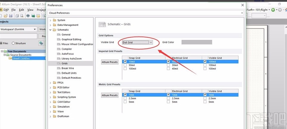 altium designer设置网格的方法