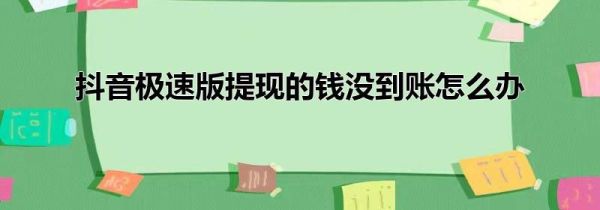 抖音极速版提现的钱没到账怎么办